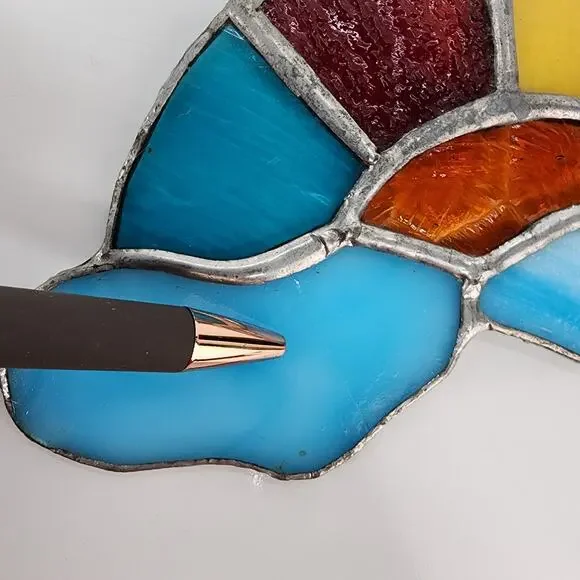 Vintage Stained Glass Suncatcher 4x8 Rainbow Clouds Window Hanging Ornament READ - Picture 2 of 6